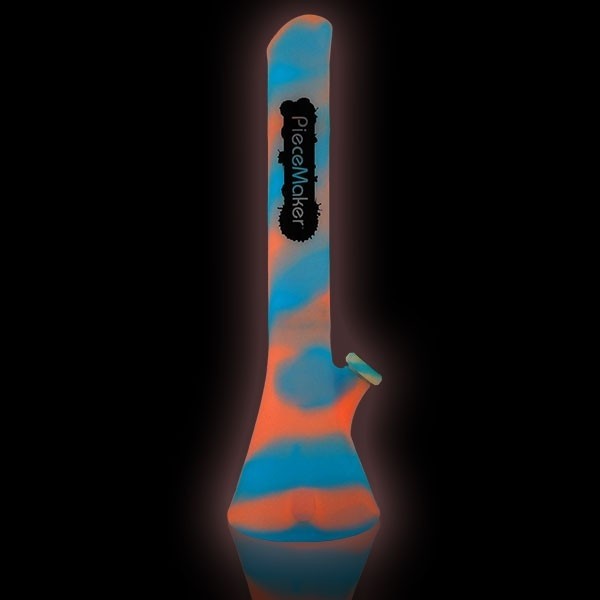Bong in silicone Kahuna blu e rosa fosforescente