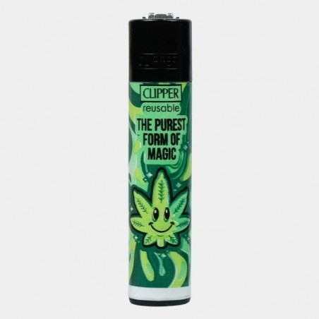 Accendino Clipper Weed Slogan 14 verde