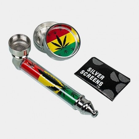 Set con Pipa + Grinder + 5 Griglie piane
