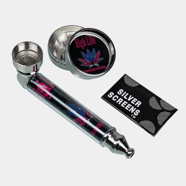Set con Pipa + Grinder + 5 Griglie piane