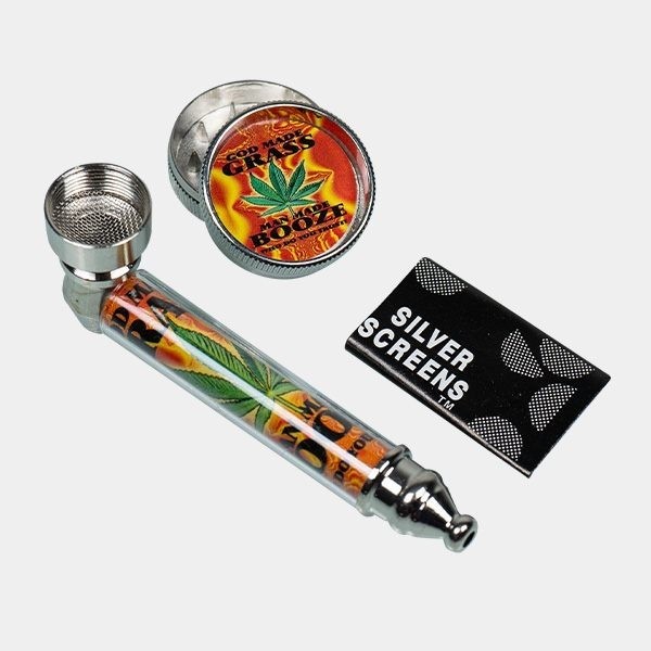 Set con Pipa + Grinder + 5 Griglie piane