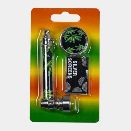 Set con Pipa + Grinder + 5 Griglie piane