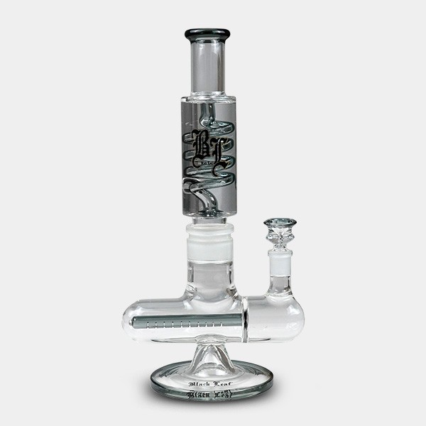 Bong refrigerante in gel con spirale + Inline Slit Black Leaf grigio