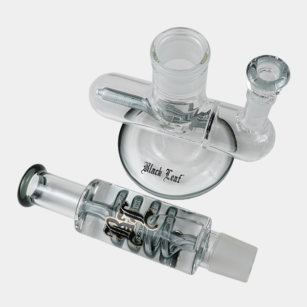 Bong refrigerante in gel con spirale + Inline Slit Black Leaf parti grigie