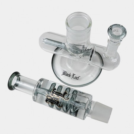 Bong refrigerante in gel con spirale + Inline Slit Black Leaf parti grigie