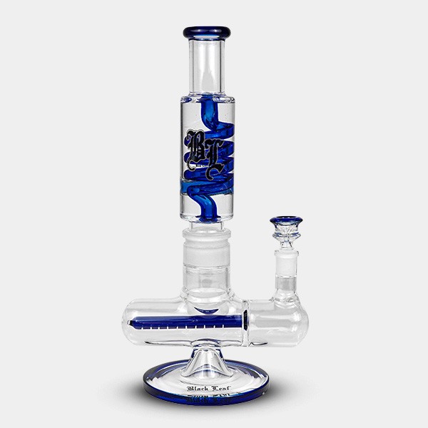 Bong gel refrigerante con spirale + Inline Slit Black Leaf blu