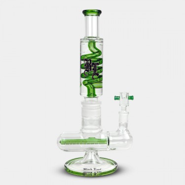 Visualizzazione Bong refrigerante in gel con spirale + Inline Slit Black Leaf verde