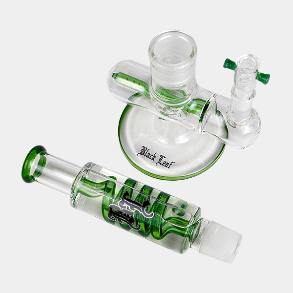 Bong refrigerante in gel con spirale + parti a fessura in linea Black Leaf