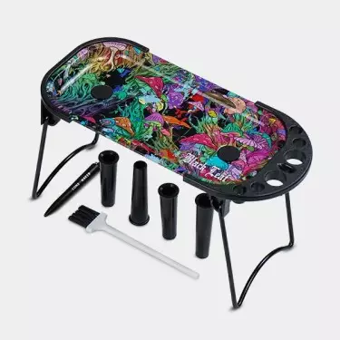 Vassoio per rollare con cono, spazzole e supporti Black leaf - Growbarato