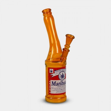 Bong in vetro a forma di bottiglia di birra, 26 cm