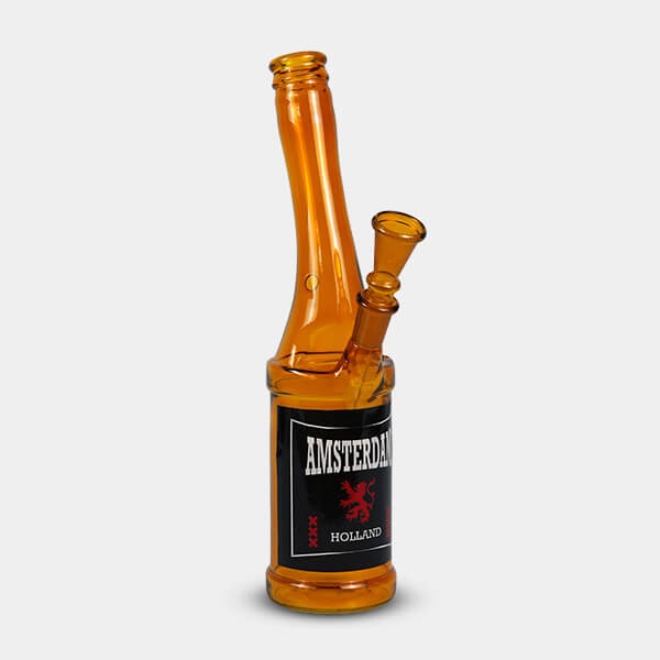 Bong a forma di bottiglia di birra in vetro, 26 cm