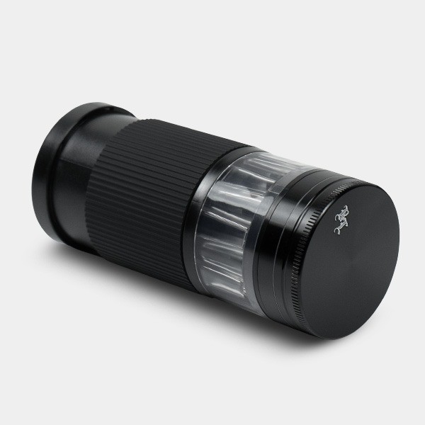 Grinder con riempitore di coni nero sdraiato