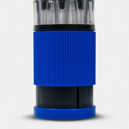 Grinder con riempitore di coni blu dettaglio