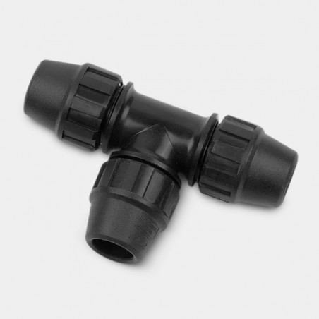 Unione a T da 25mm per tubi per acqua in PE
