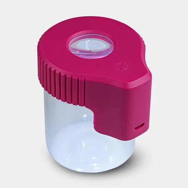 Contenitore espositore lente e LED interni.