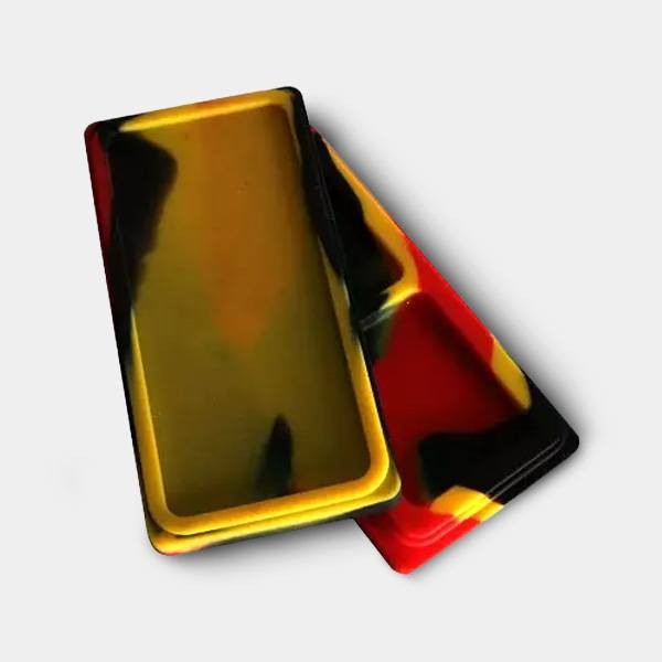 Astucci in silicone a 2 scomparti giallo, rosso e nero