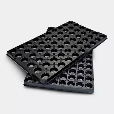 Vassoio Jiffy7 con predisposizione dischi da 33mm 84 alveoli