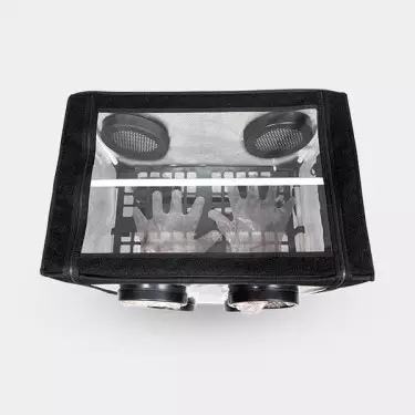 Armadio di coltivazione di funghi vista dall'alto