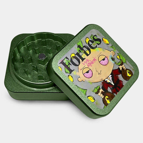 Grinder quadrato in alluminio Forbes aperto