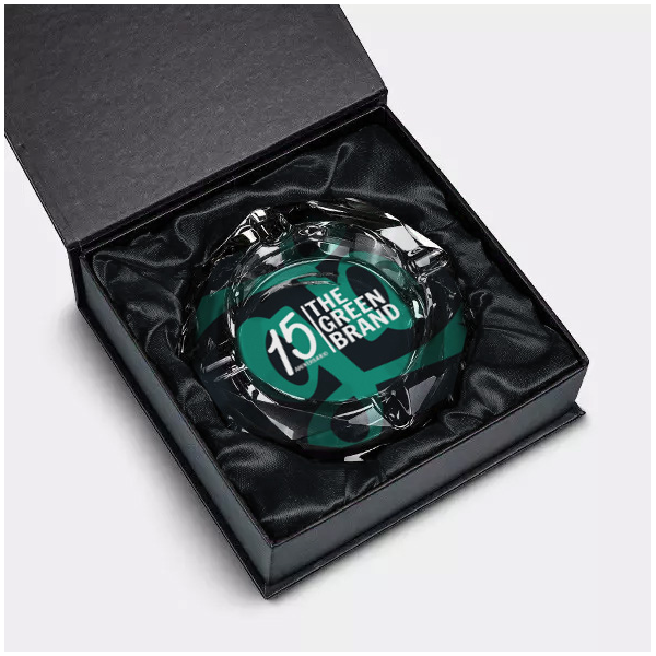 Posacenere 15° anniversario in vetro GB The Green Brand Posacenere in vetro con custodia GB 15° Anniversario