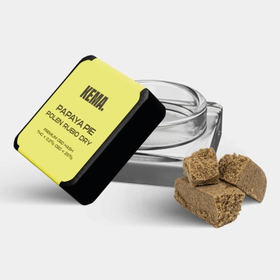 Hash CBD Polonia Rubio Dry 'Papaya Pie' KEMA 3g aperto