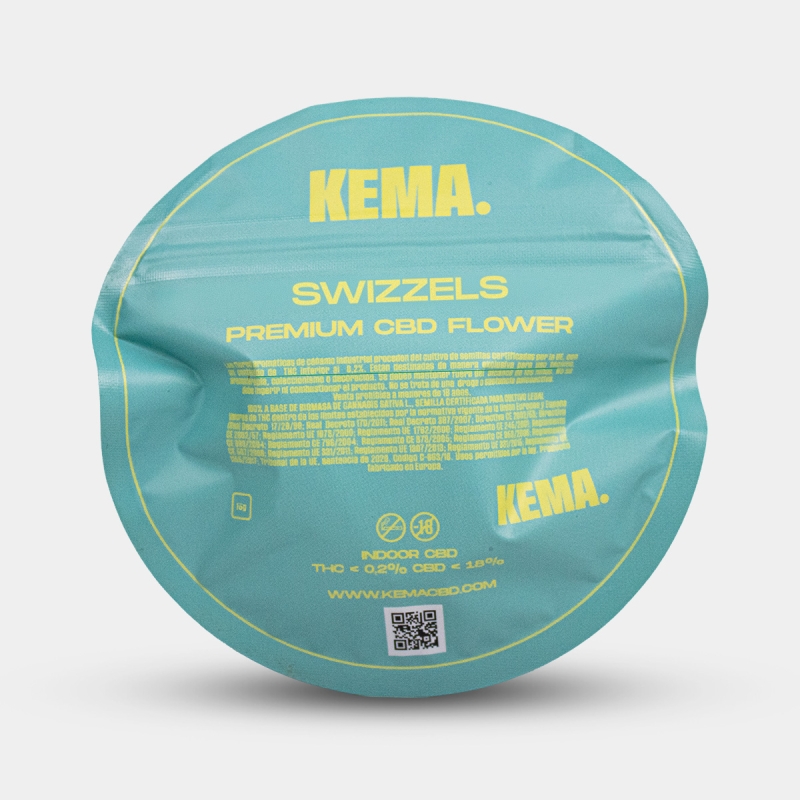 Fiori Swizzels Cali CBD 15 g KEMA, retro della confezione