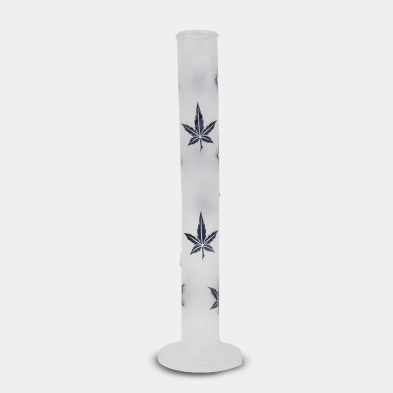 Bong in vetro satinato con foglie blu, 42 cm, vista posteriore