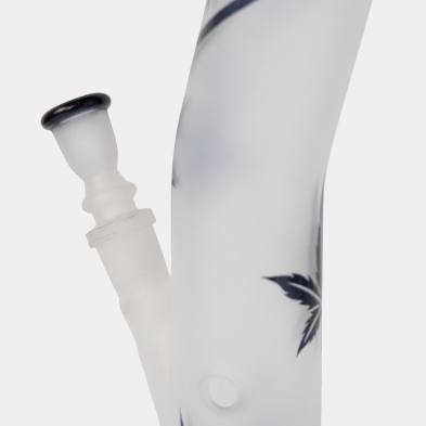Corpo del bong in vetro satinato con foglie blu, 42 cm