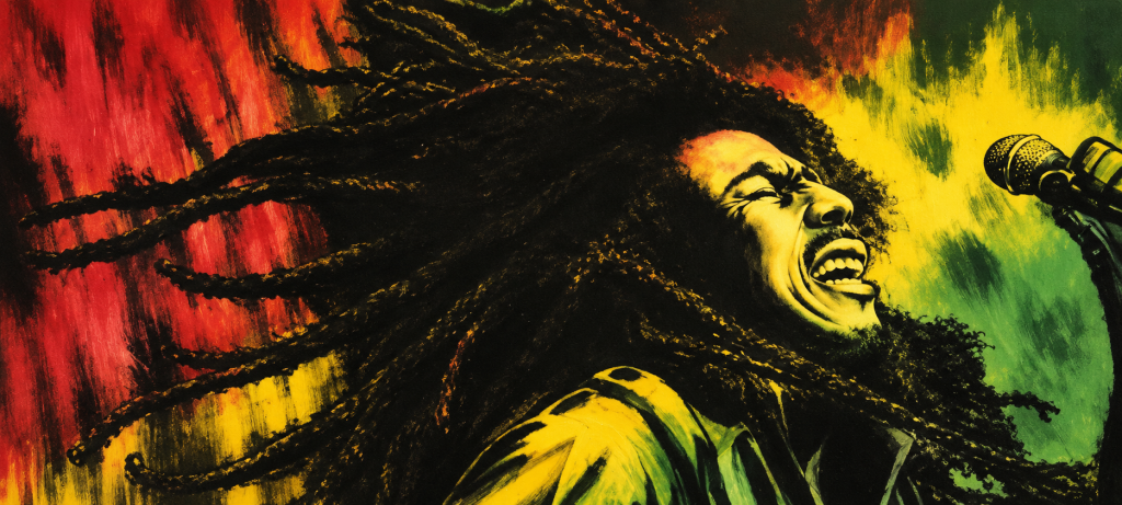 Bob Marley disfrutando mientras canta
