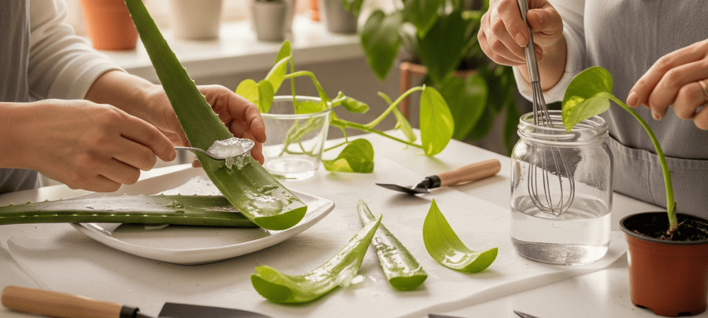 con aloe vera para raices